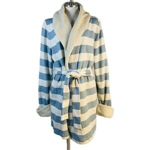 Victoria's Secret sz L Blue and White Striped Robe